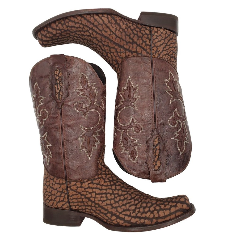 JW Ranch Leon Mexico crafted mens 9.5 brown suede bull neck cowboy western boots - Picture 12 of 16